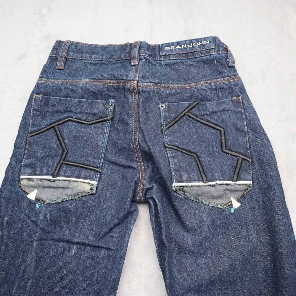 Sean John Jeans Youth 12 24x26 Boys Blue Denim Long Pants Dark Wash Baggy